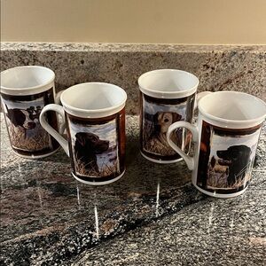 Set of 4 Hunting Dogs coffee mugs